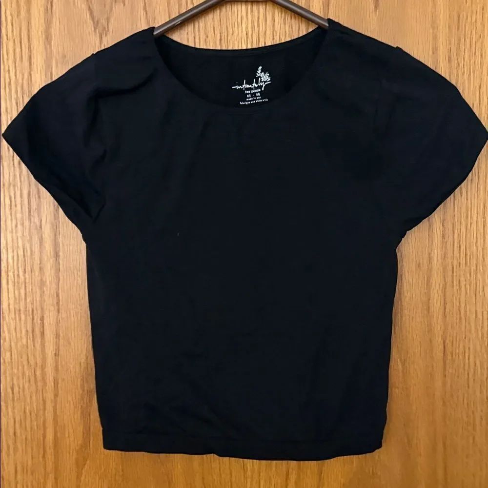 Free People Black Short Sleeve Top